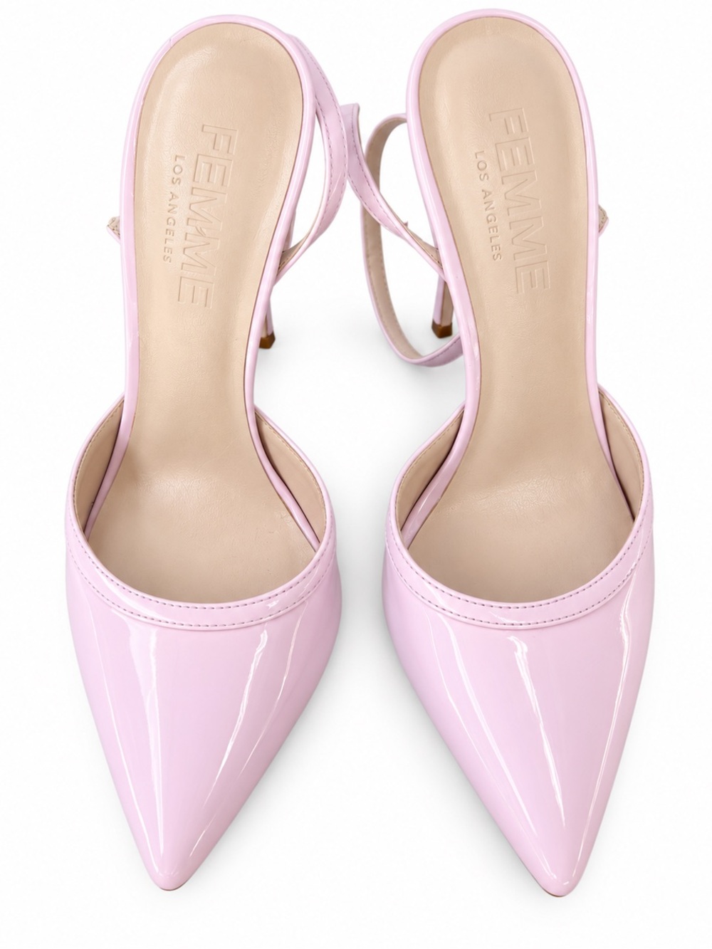 FEMME Los Angeles Lavender Patent Pointed Toe Ankle Wrap Stiletto Heels EU 36